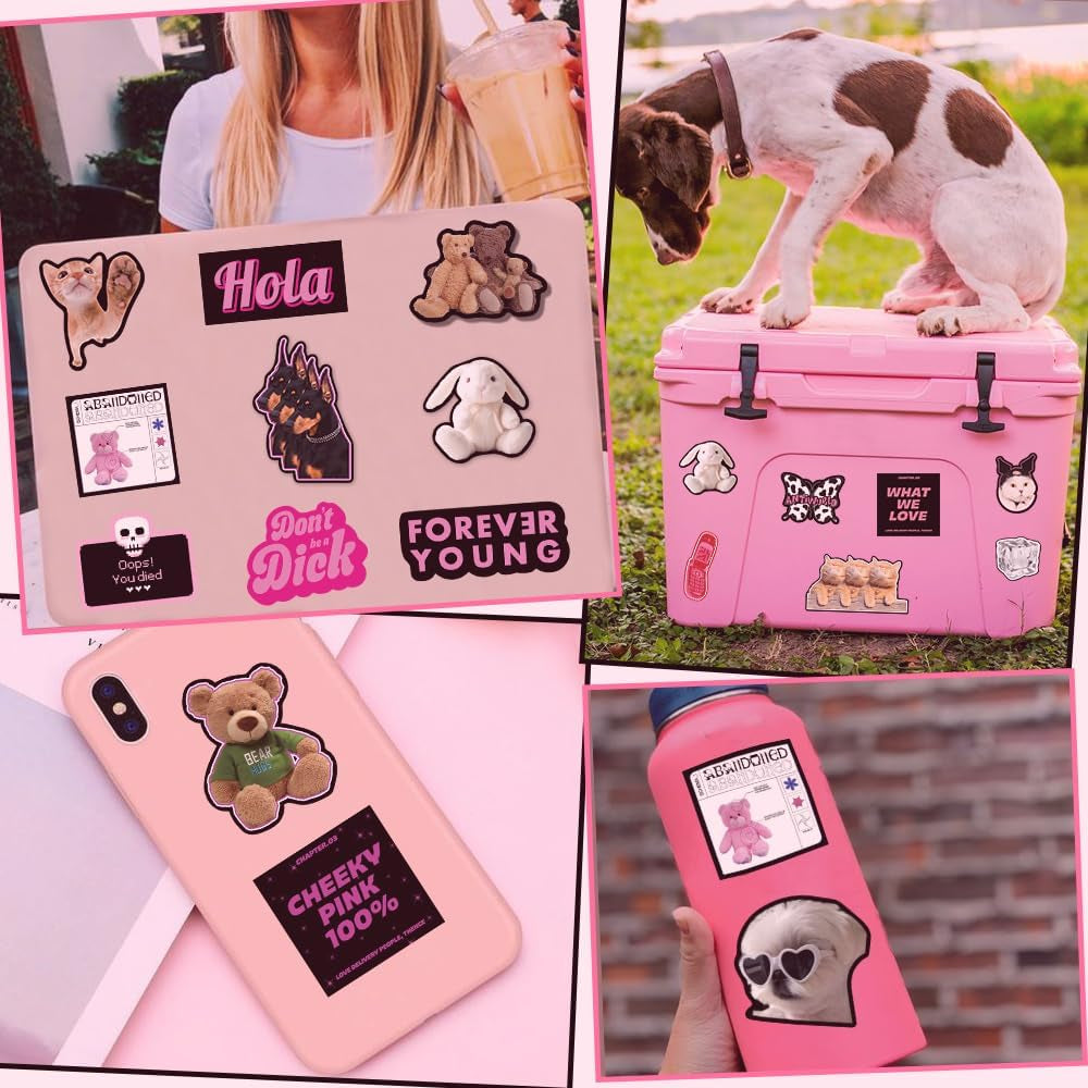 Y2K Stickers for Women and Teens, Retro Aesthetic Party Supplies, Waterproof Vinyl Stickers for Water Bottles and Laptop, 55PCS