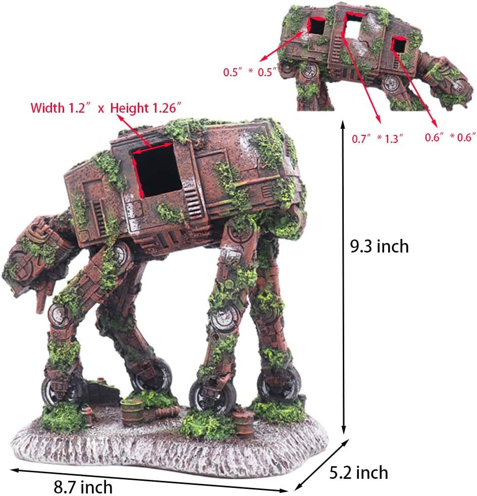 Robot Cool Walking Land Tank Aquarium Ornament Alien Fish Tank Decorations for Betta Large
