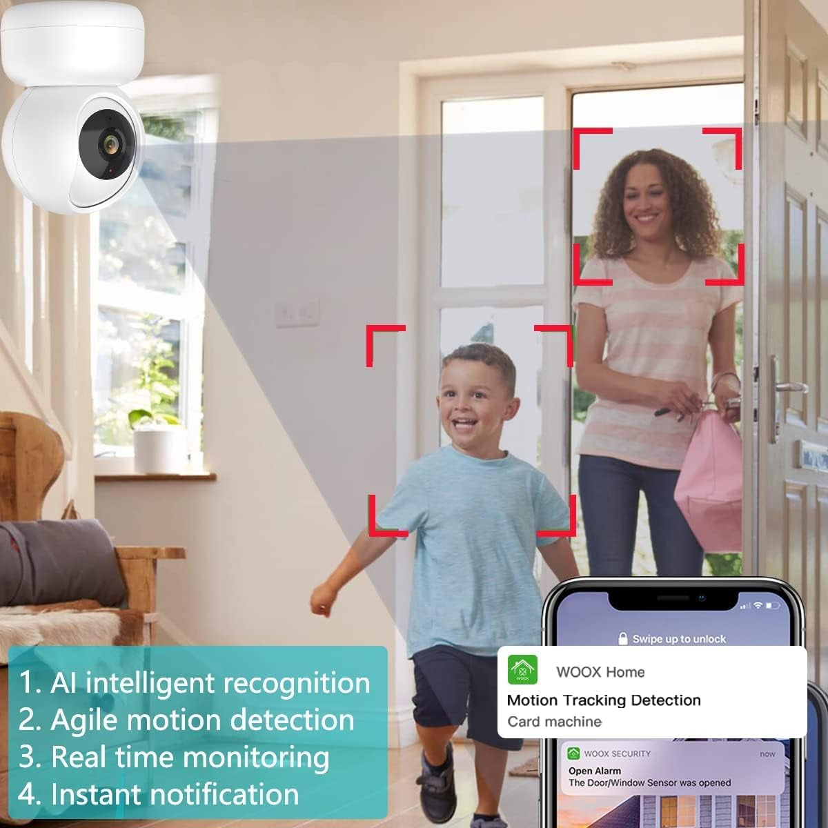 Indoor Camera,1080P Home Security Camera,360° PTZ Baby Monitor with Camera and Audio,2.4G Wifi Pet Dog Camera with Phone App,Smart inside Cameras for House