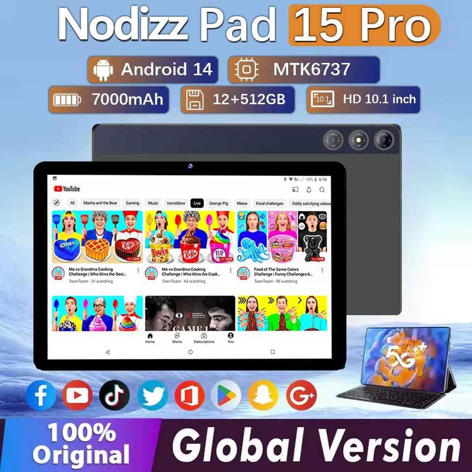 New Original 2026 Npad 15 Global Version Tablet Android 11 Support SIM Card 12GB+512GB GPS 5G Wifi Dual SIM 4K HD Tablet PC