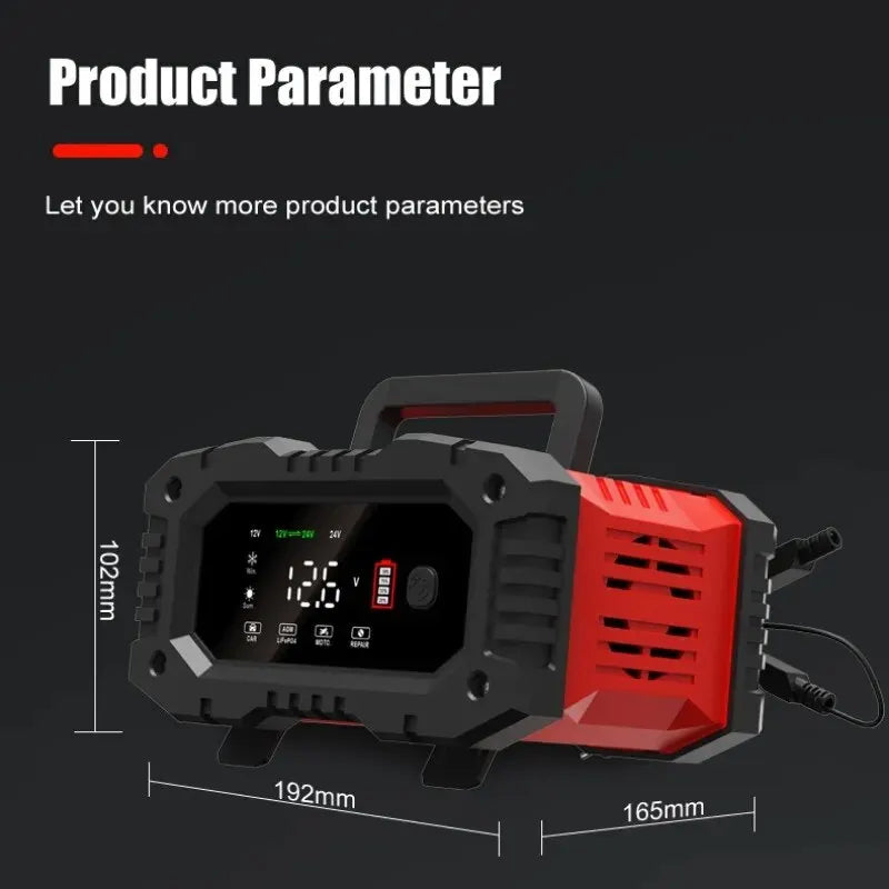 20A/10A Car Motorcycle Battery Charger 12V/24V Smart Charger Lithium AGM GEL Lead-Acid Lifepo4 Battery Chargers